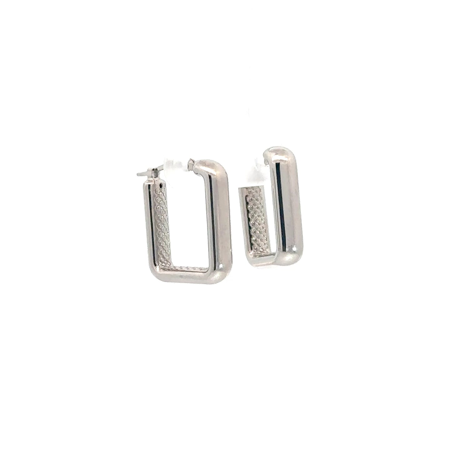 14k White Gold Square Hoop