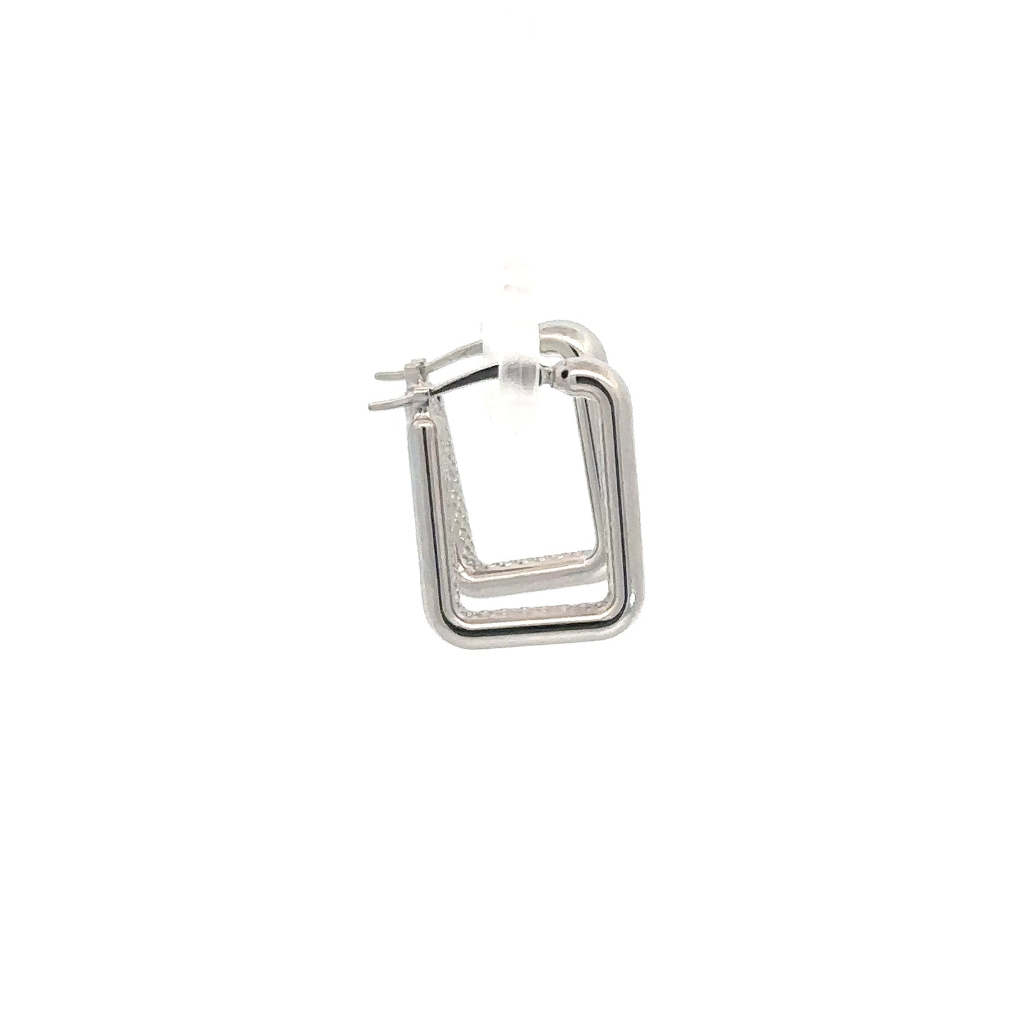 14k White Gold Square Hoop