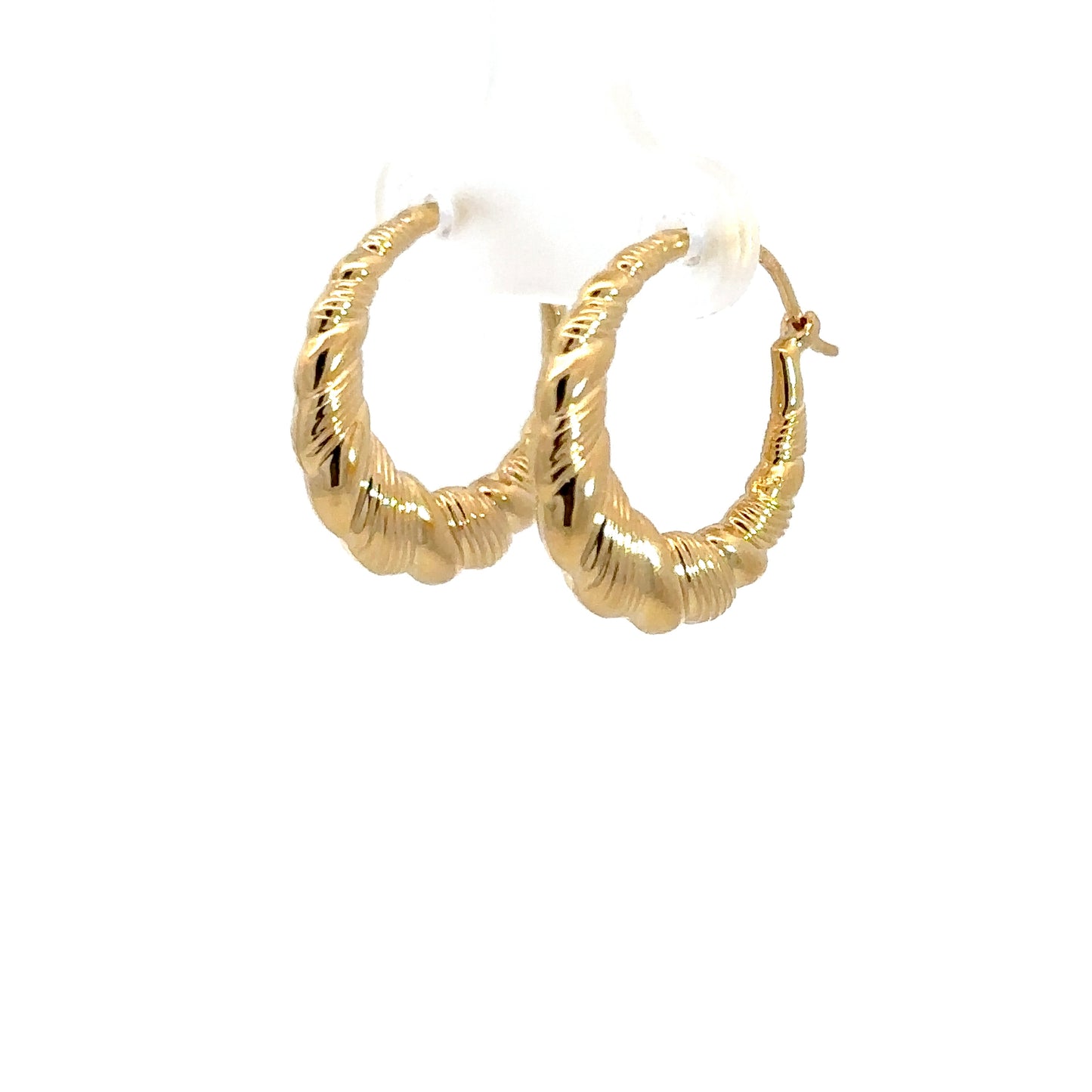 Yellow Gold Ribbon Hoop Earrings