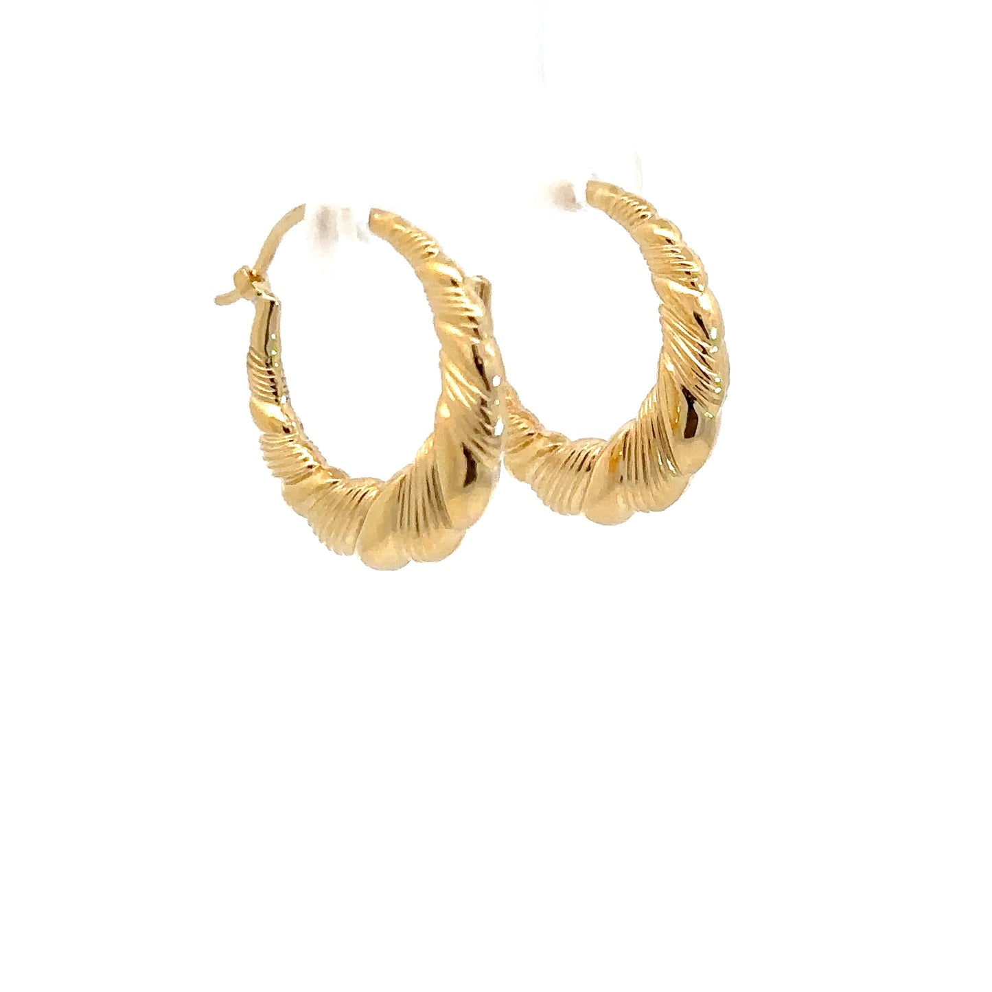 Yellow Gold Ribbon Hoop Earrings