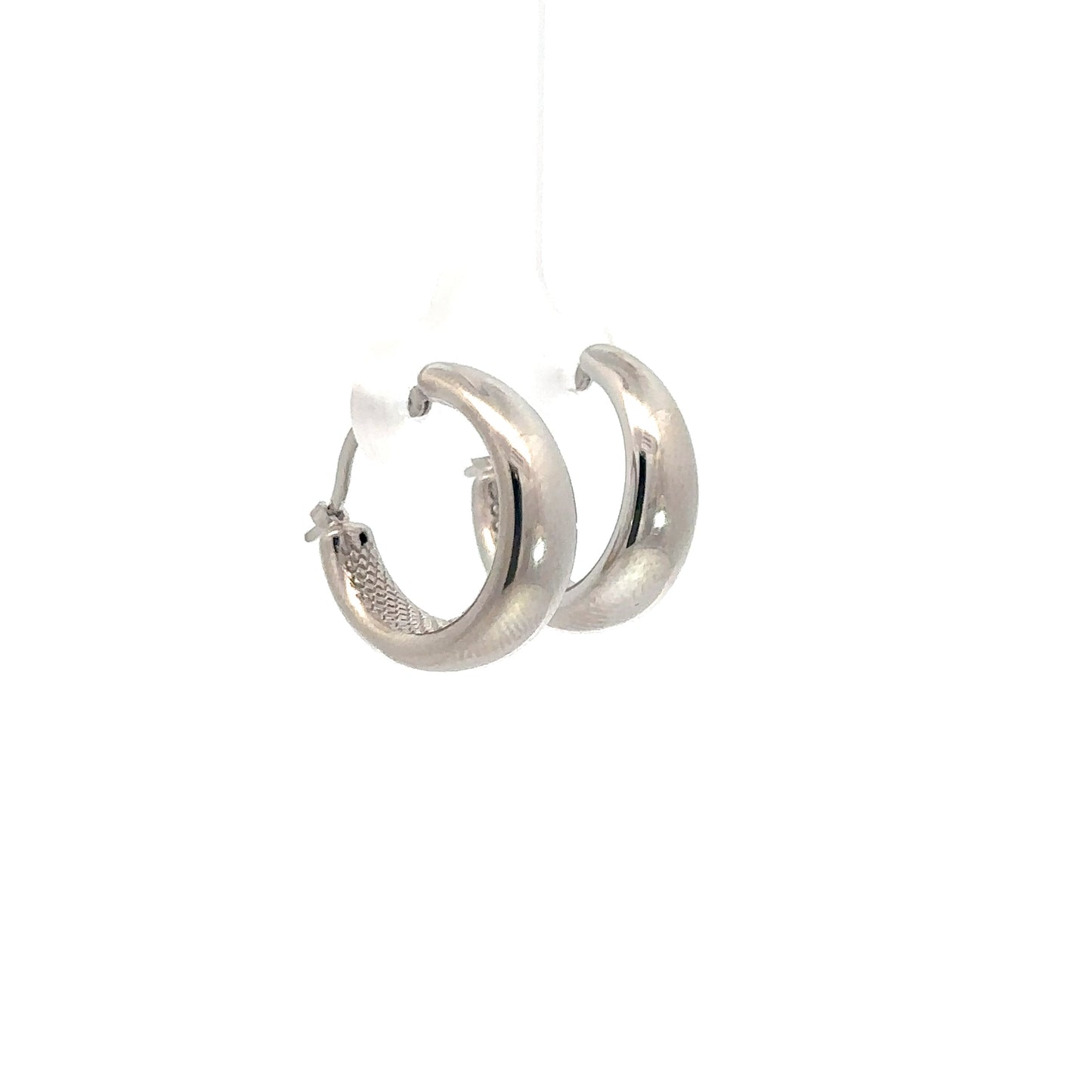14k White Gold Plain Hoops
