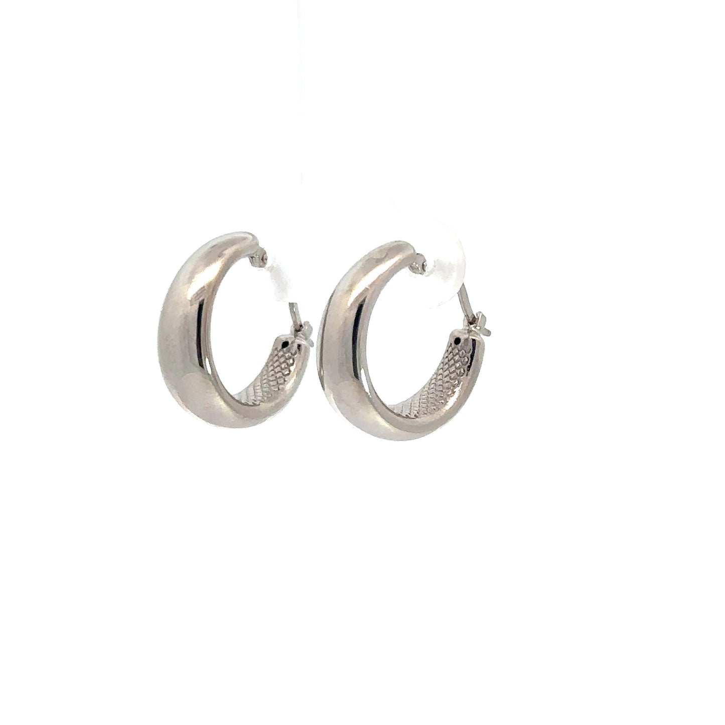 14k White Gold Plain Hoops