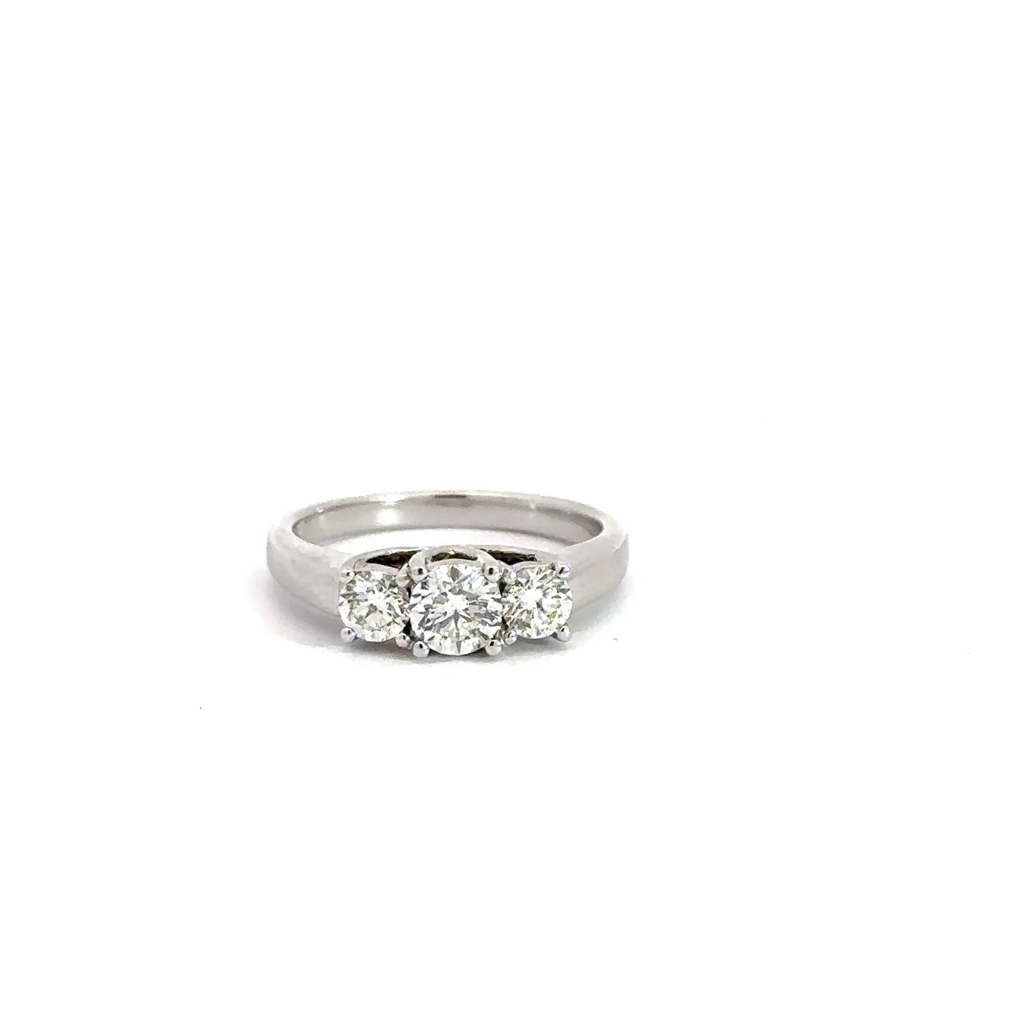 14k White Gold 3 Round Brilliant Diamond Engagement Ring