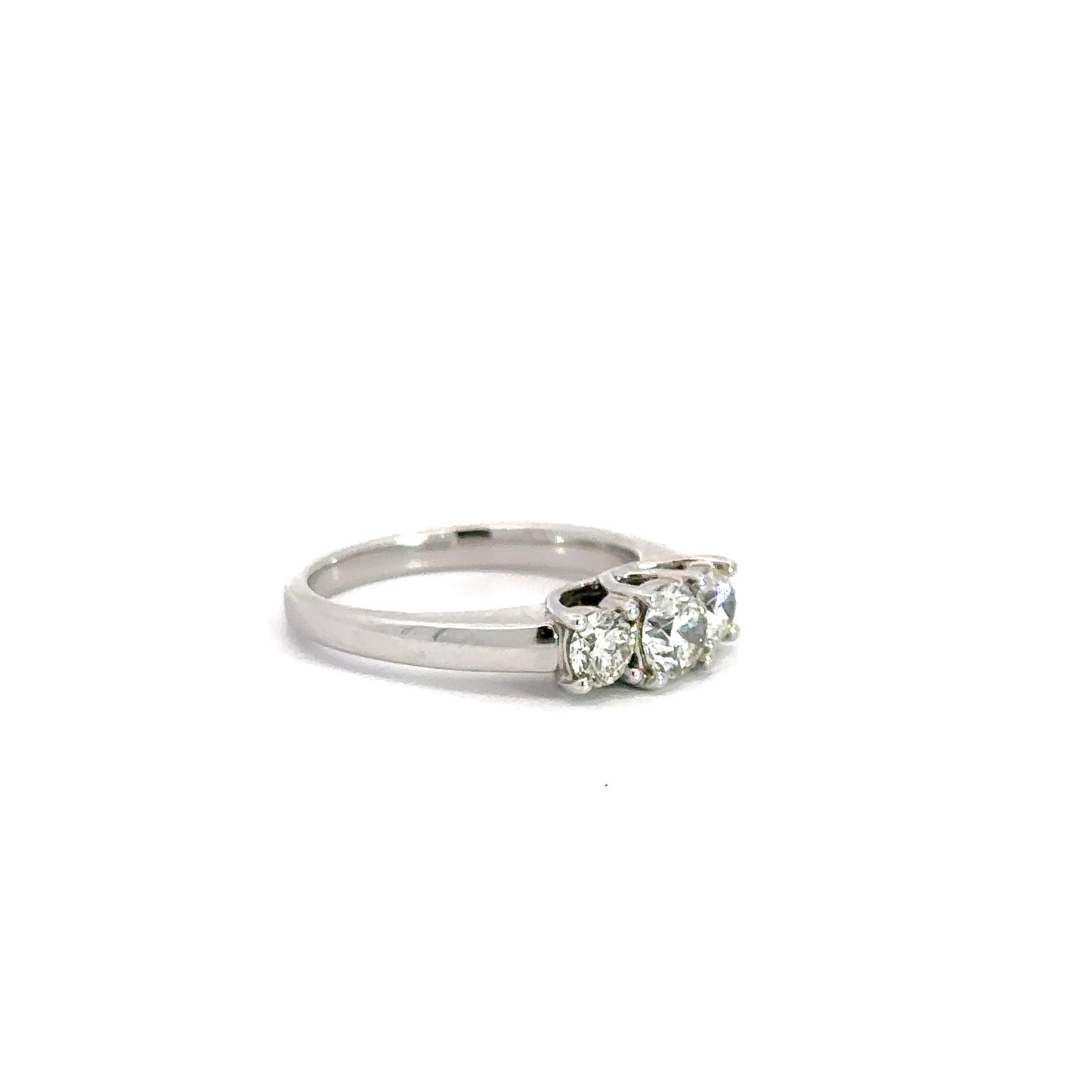 14k White Gold 3 Round Brilliant Diamond Engagement Ring