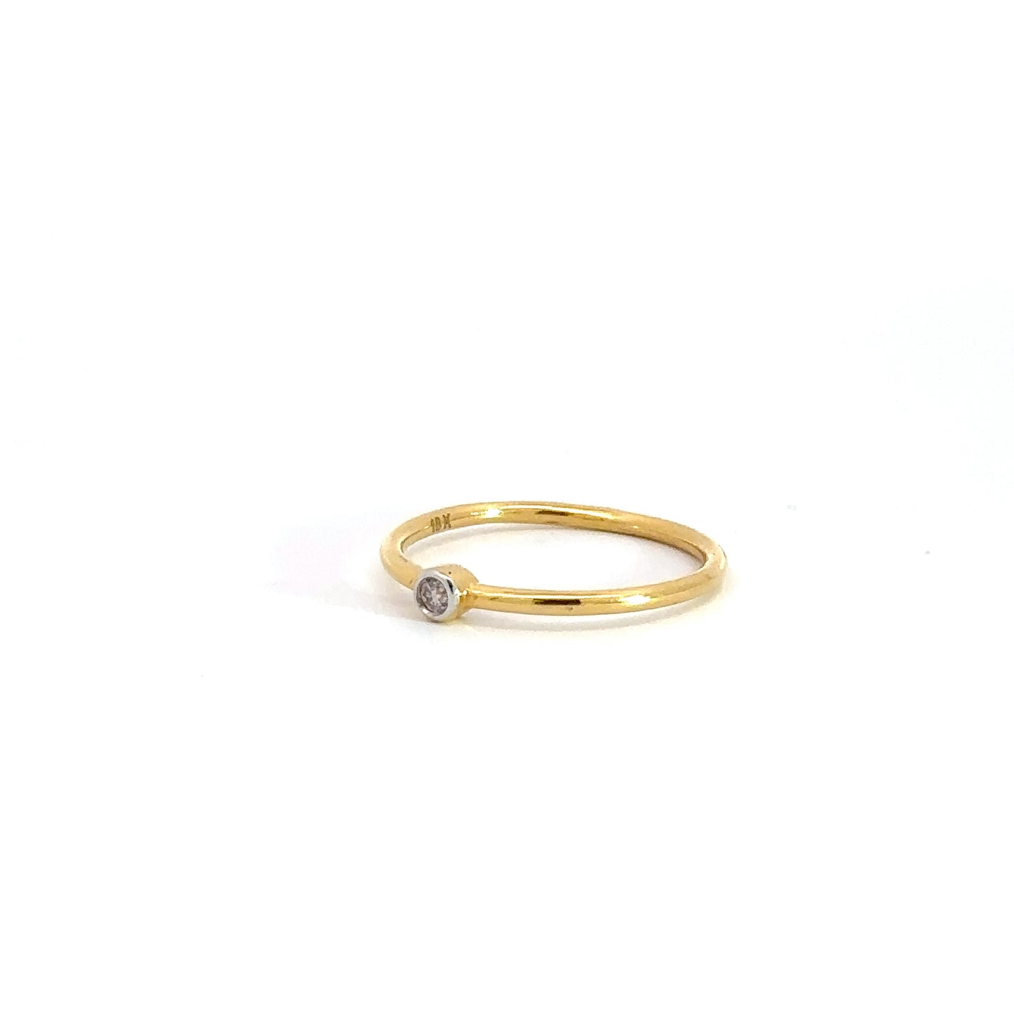 18k Yellow Gold Diamond Bezel Set .06tct Fashion Ring