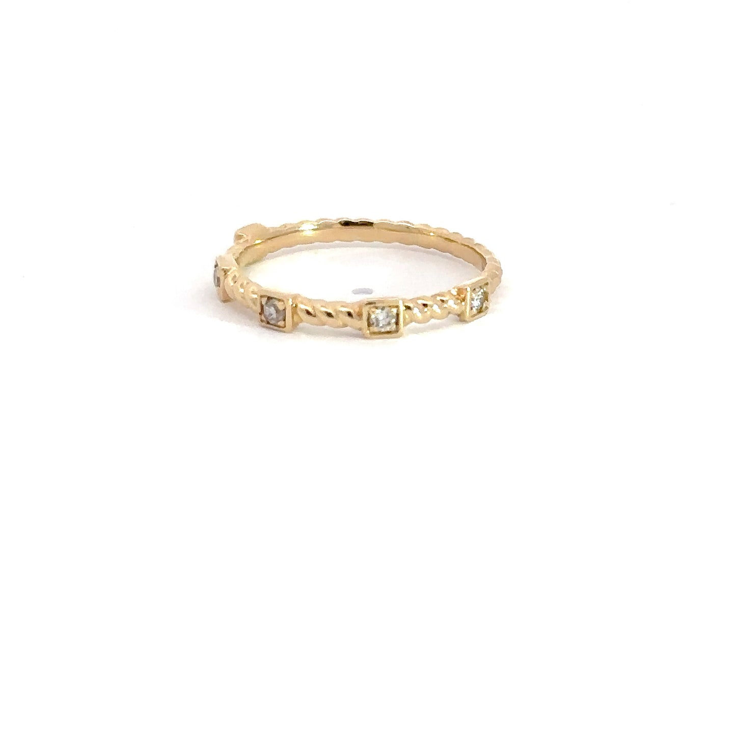 14k Yellow Gold Twist & Diamond Ring