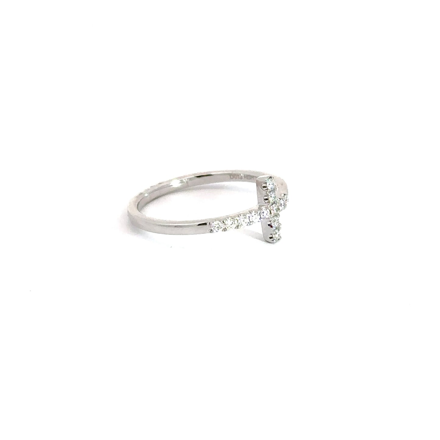 14k White Gold .13cttw Round Diamond Cross
