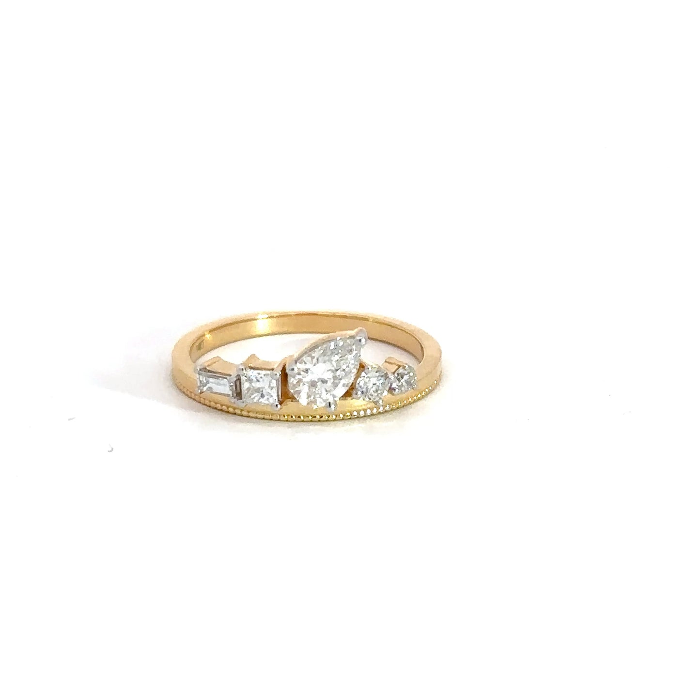 14k Yellow Gold Multi Shape Lab Diamond Fashion Ring .62cttw