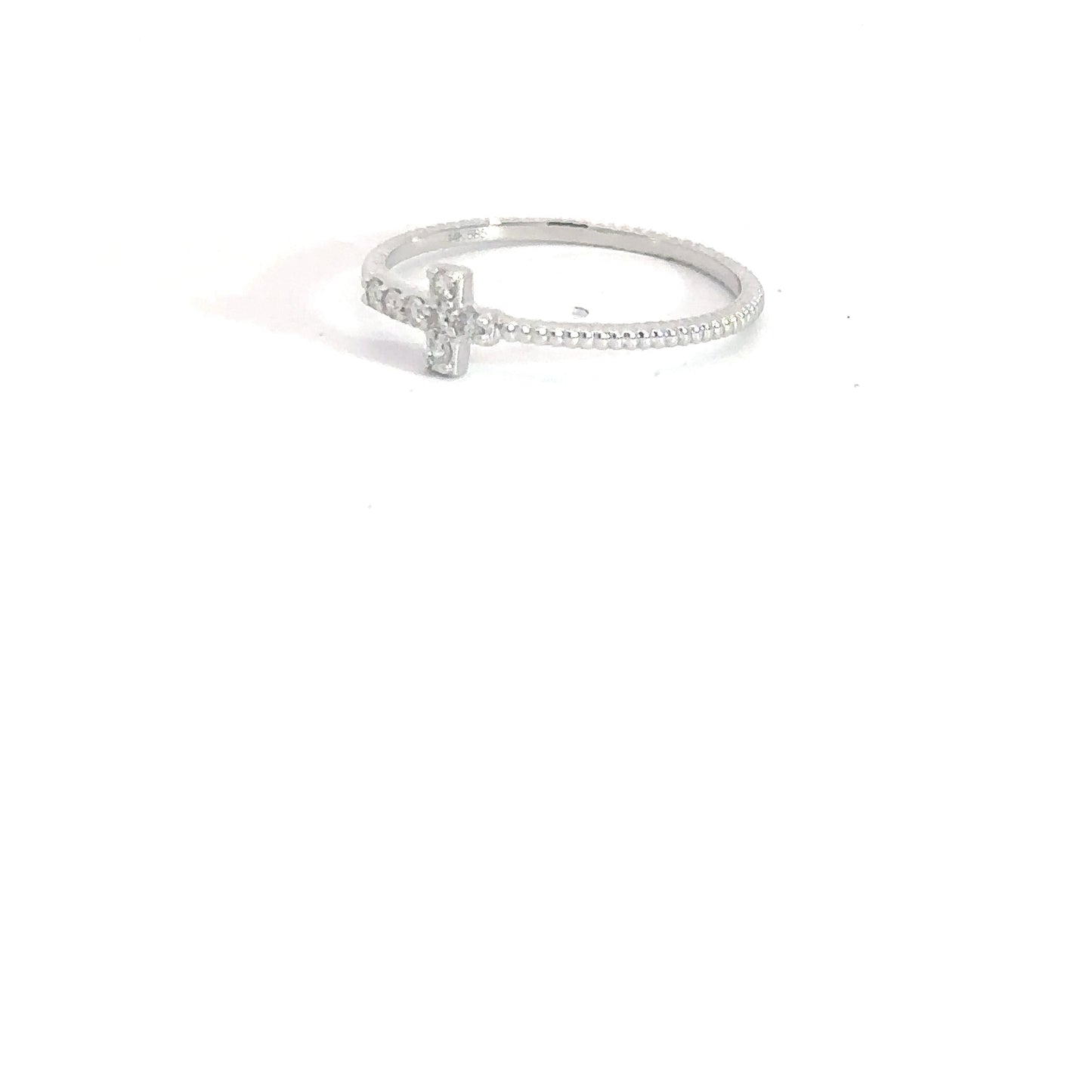 Lady's 14k White Gold Diamond Cross Ring .09cttw