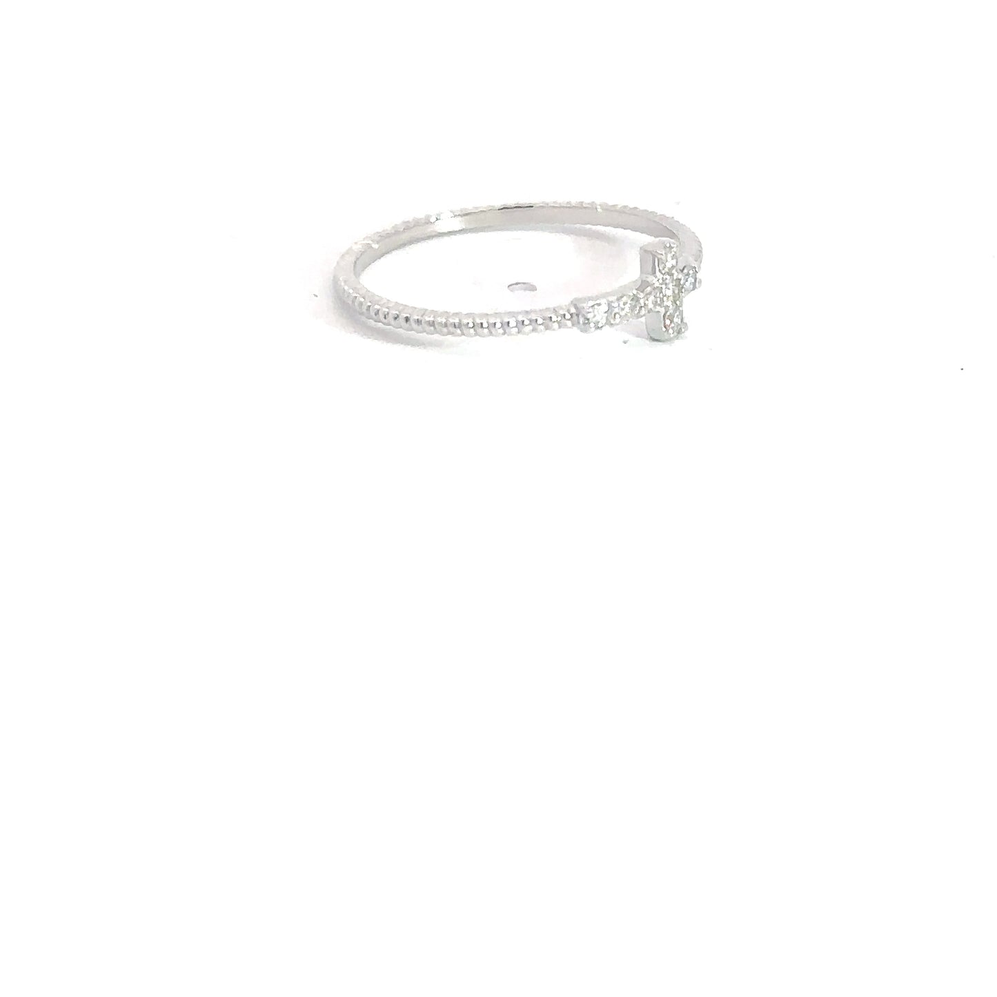 Lady's 14k White Gold Diamond Cross Ring .09cttw
