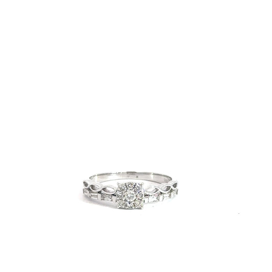 14k White Gold Diamond Cluster Ring .36cttw