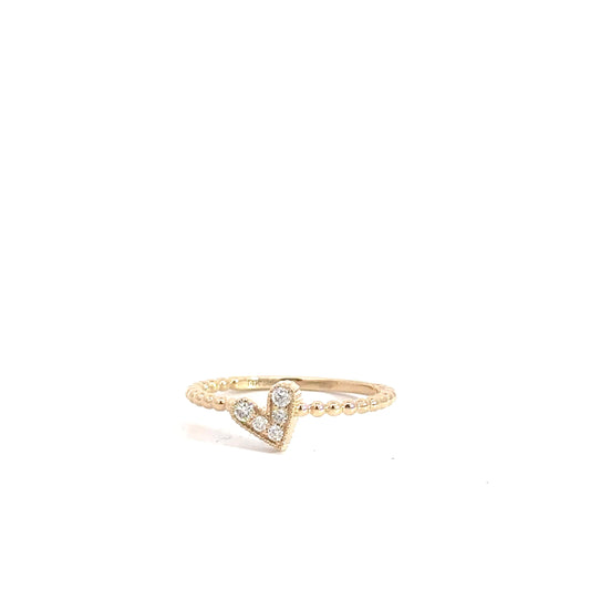 14k Yellow Gold Diamond Heart Ring .09cttw