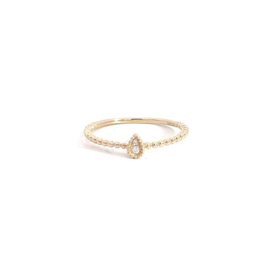 14k Yellow Gold Round Brilliant Diamond Fashion Ring .02cttw