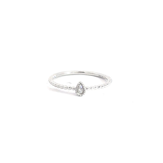 14k White Gold Round Brilliant Diamond Fashion Ring .02cttw