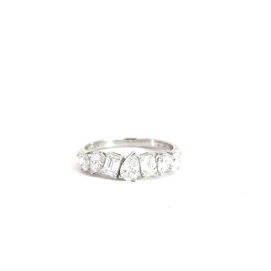 14k White Gold Multi-Shape Lab Grown Diamond Band 1.32cttw