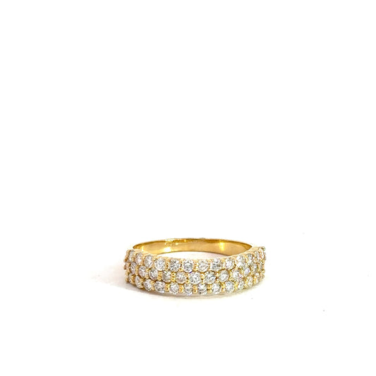 14k Yellow Gold Multi-Row Diamond Band 1.01cttw