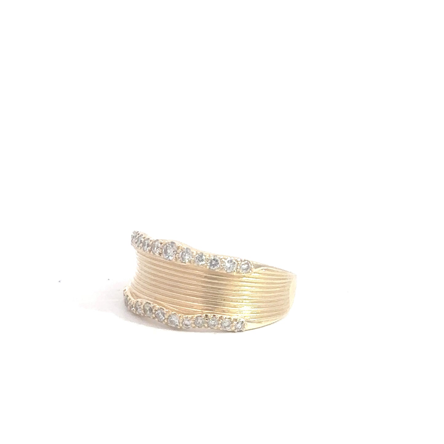 14k Yellow Gold Ribbed Diamond RIng .40cttw