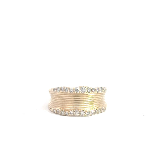 14k Yellow Gold Ribbed Diamond RIng .40cttw