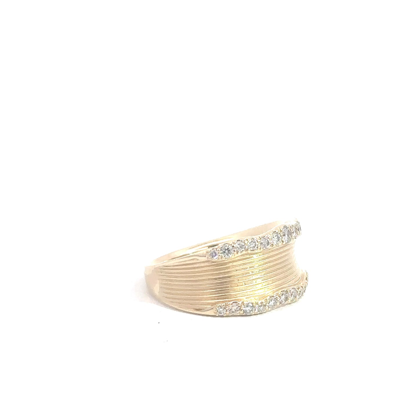 14k Yellow Gold Ribbed Diamond RIng .40cttw