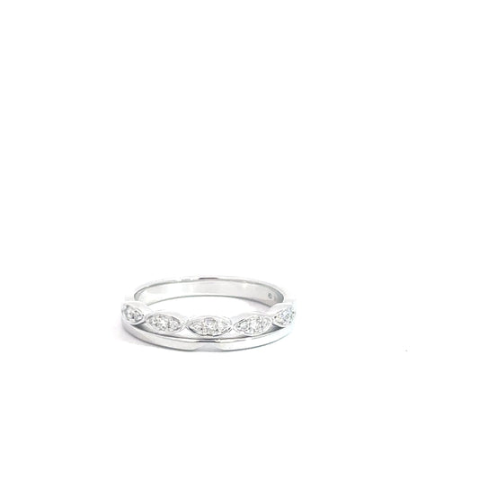 14k White Gold Diamond Band .13cttw