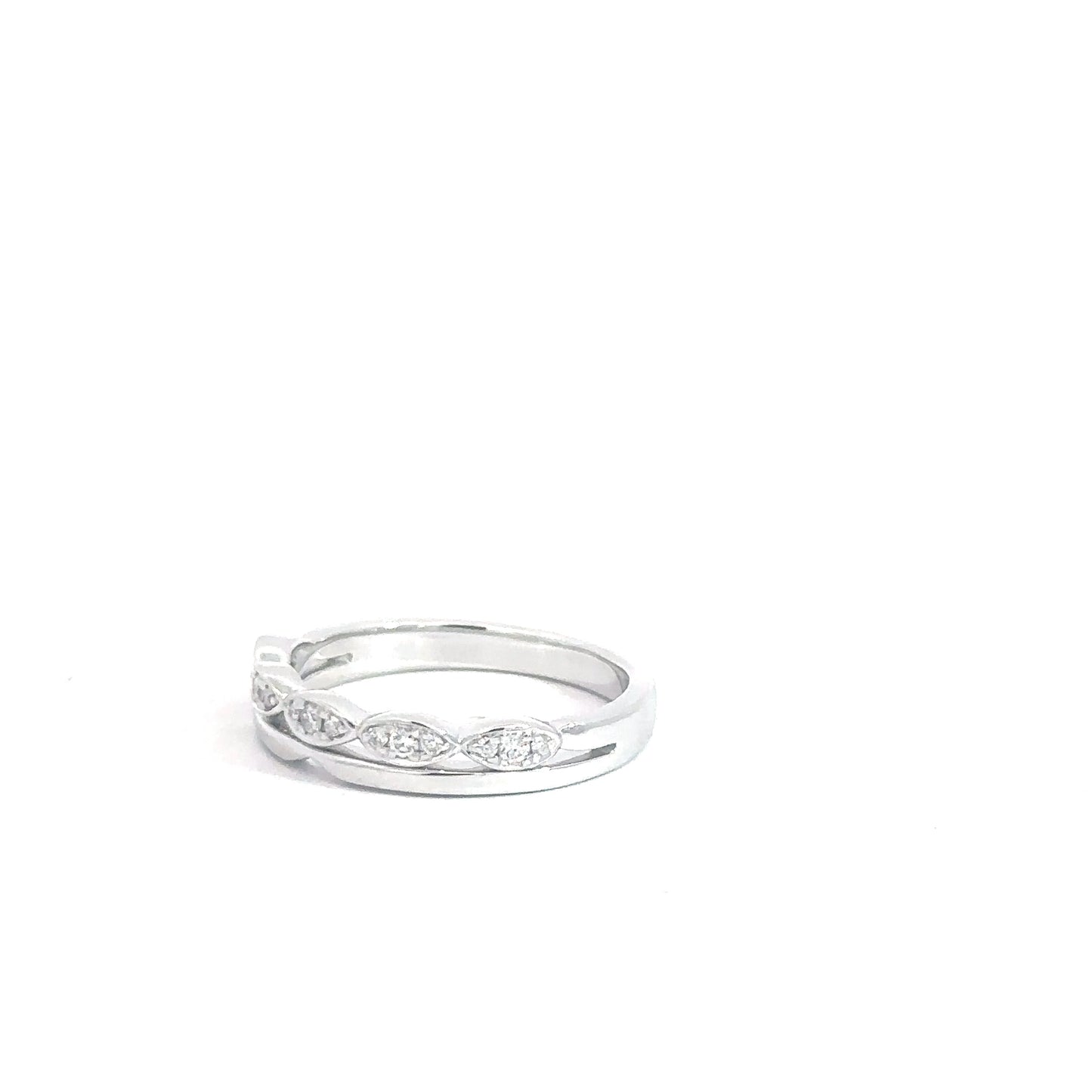 14k White Gold Diamond Band .13cttw