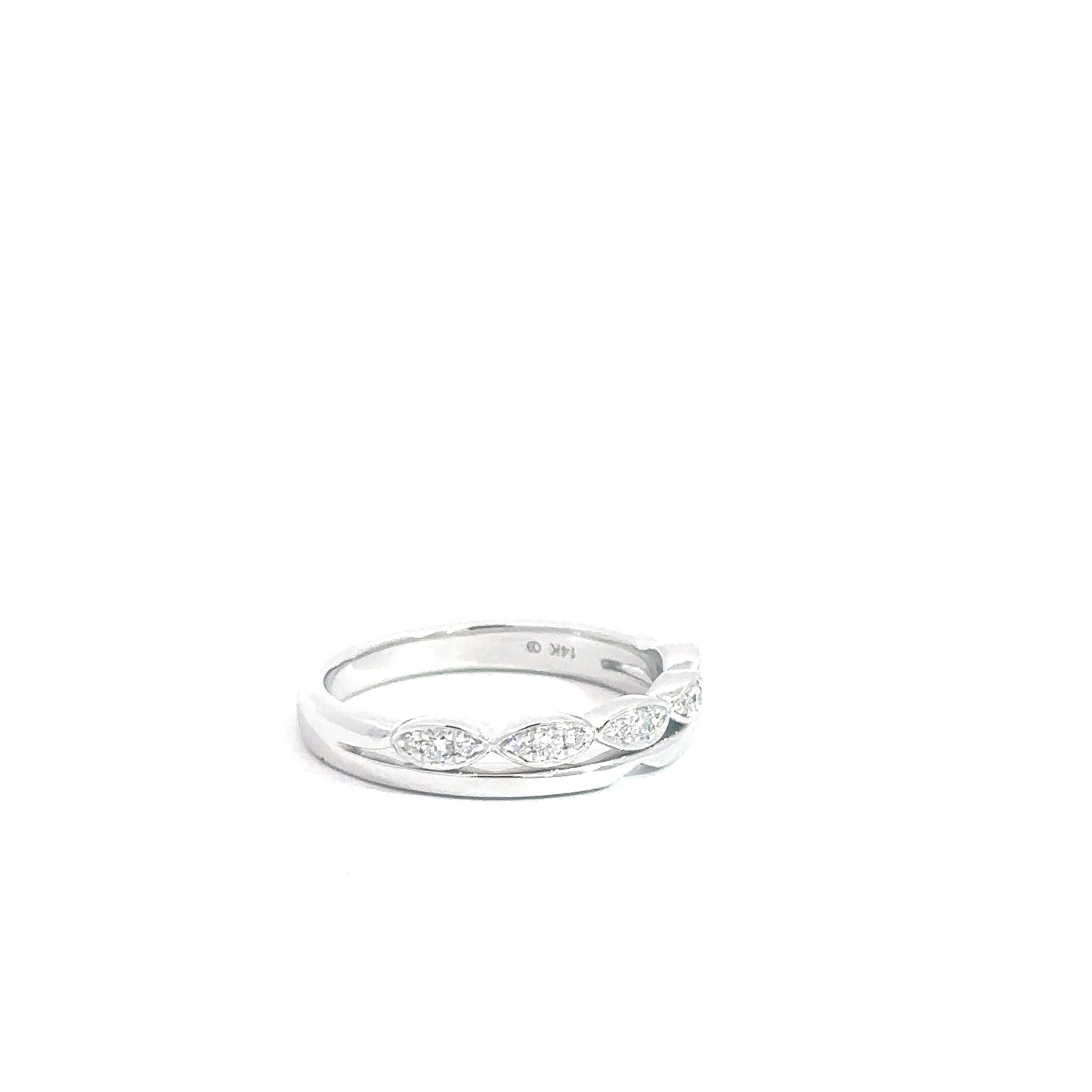 14k White Gold Diamond Band .13cttw