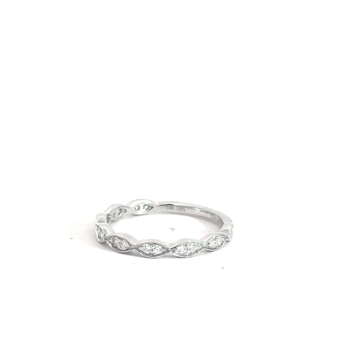 14k White Gold DIamond Stackable Band .19cttw