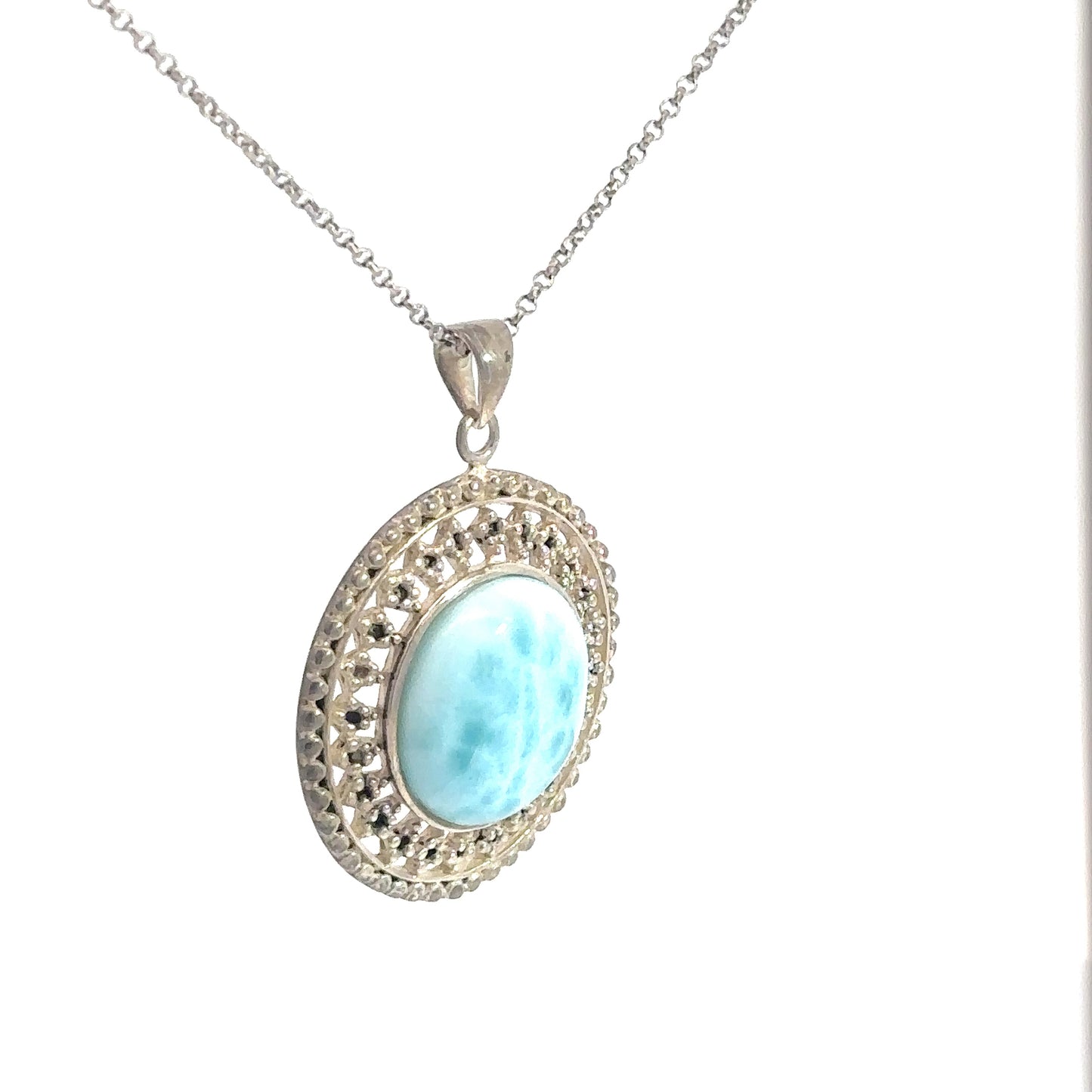 Larimar Circle Pendant