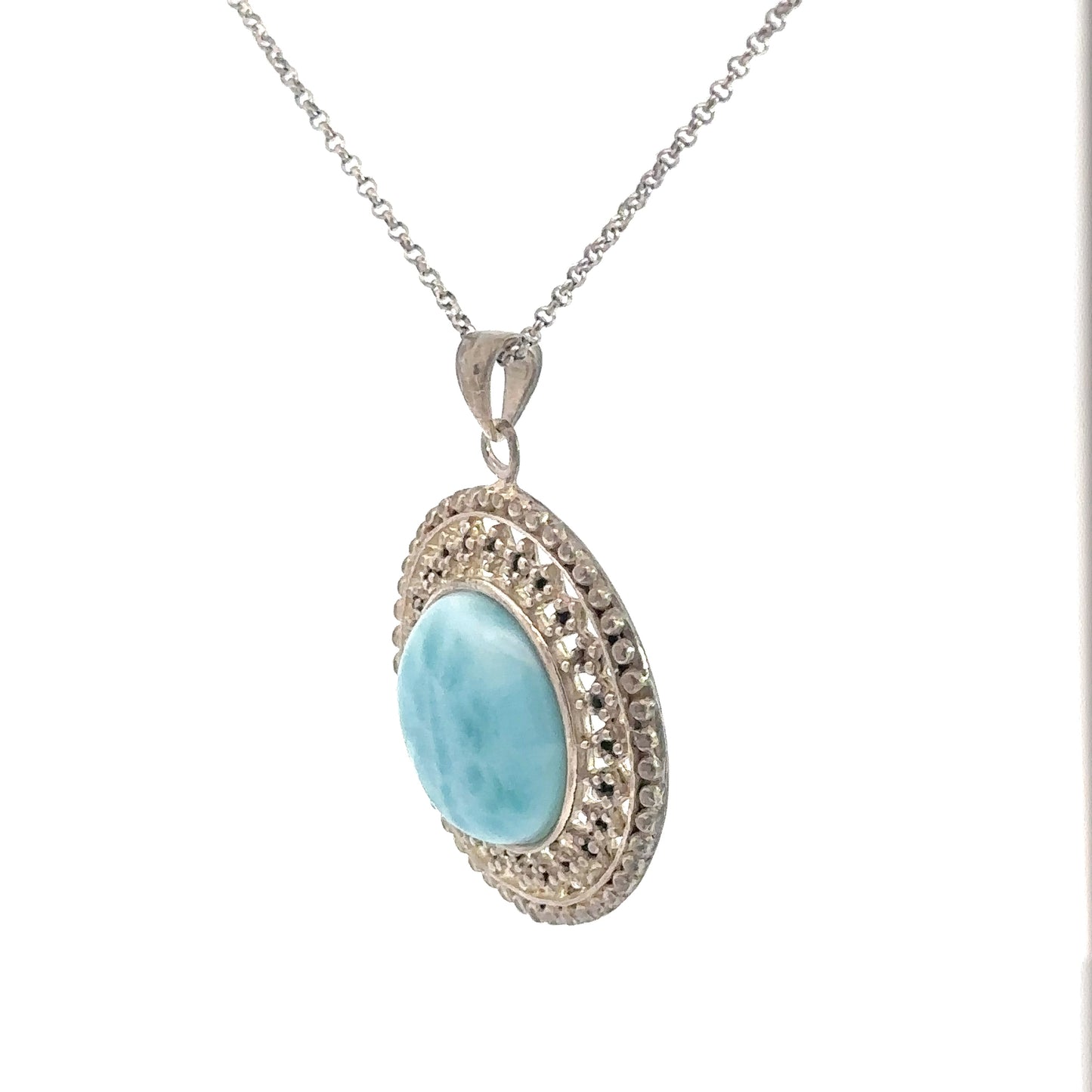 Larimar Circle Pendant