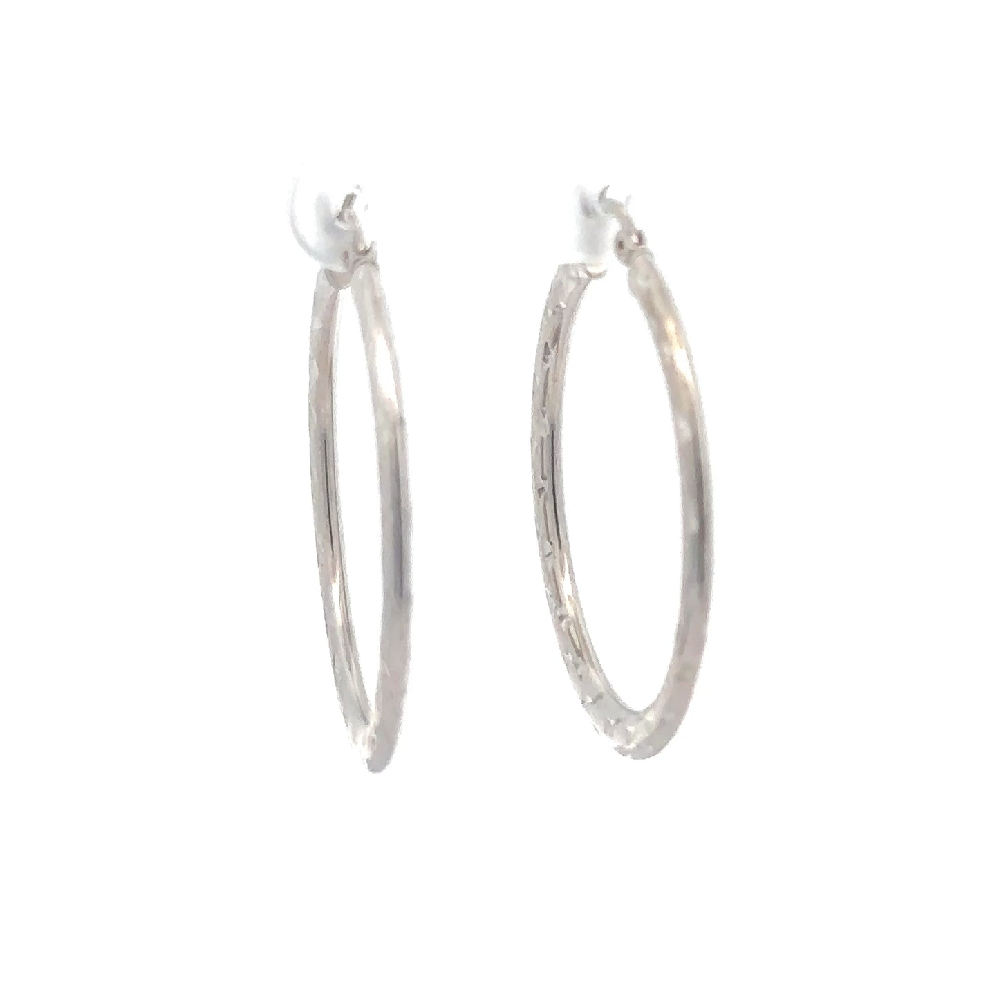 Sterling Silver Diamond Cut Hoops
