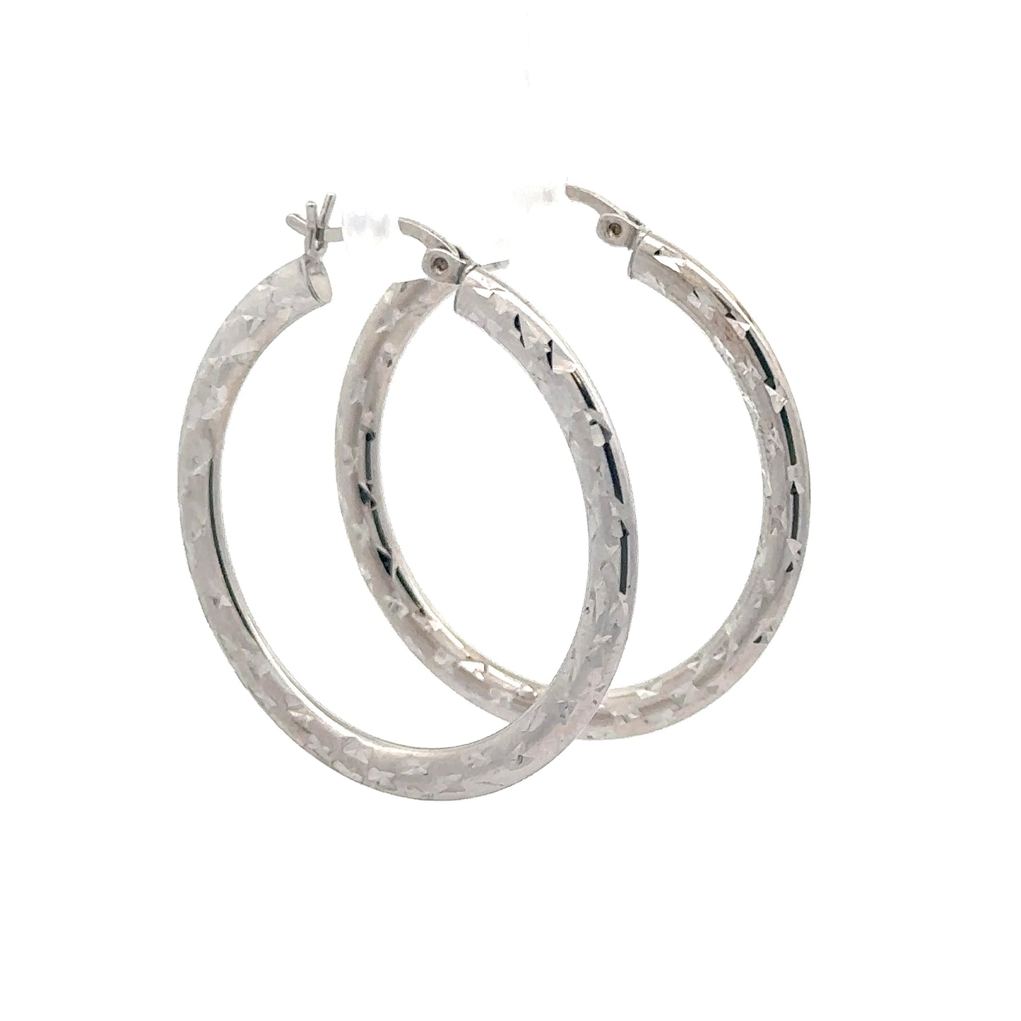 Sterling Silver Diamond Cut Hoops