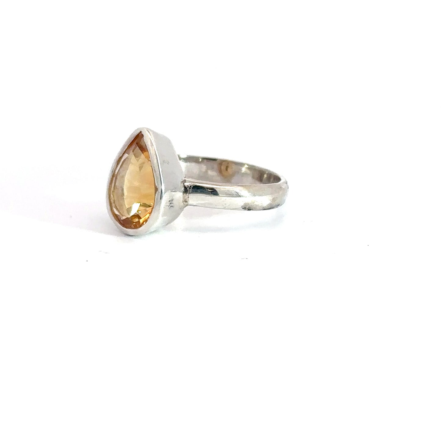 Sterling Silver Pear Shaped Citrine Ring