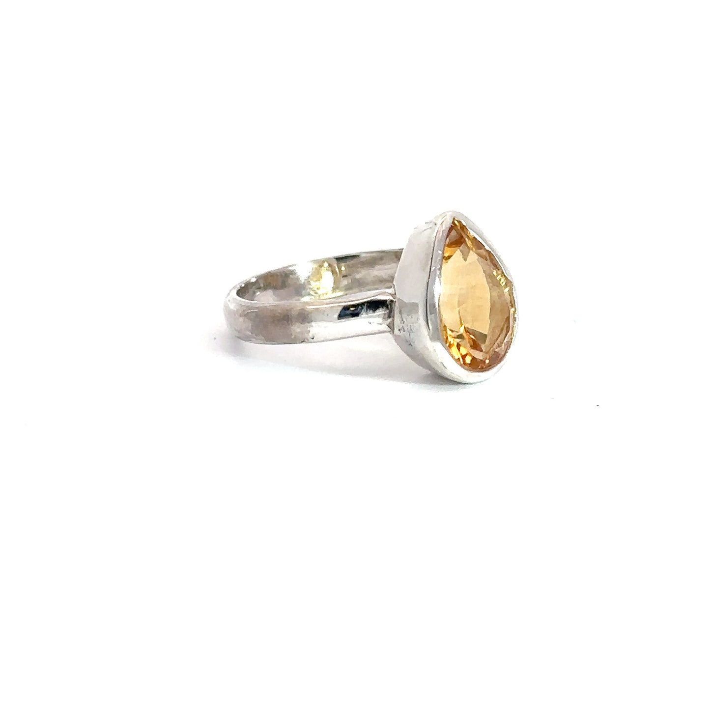 Sterling Silver Pear Shaped Citrine Ring