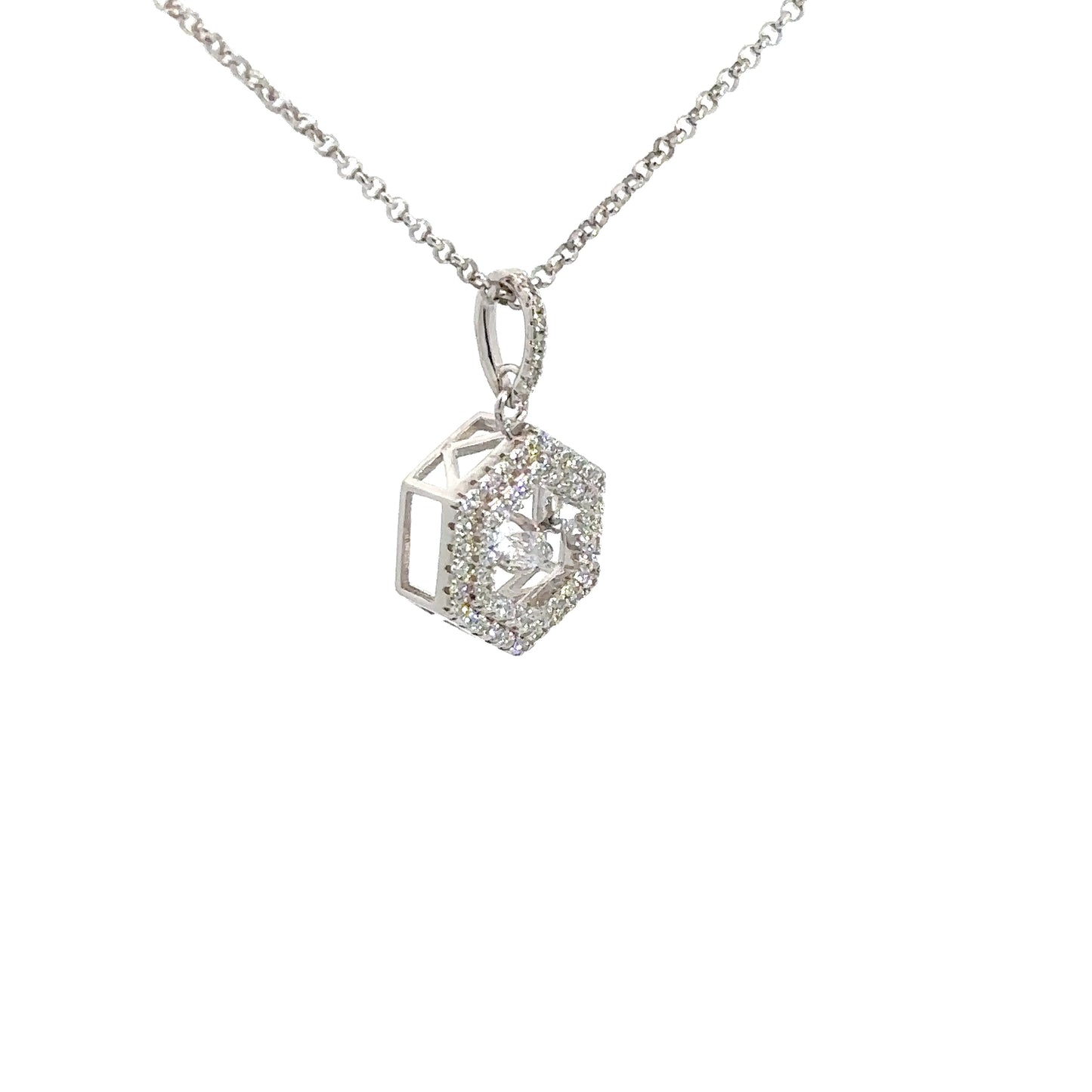 Sterling Silver Cubic Zirconia Heartbeat Pendant