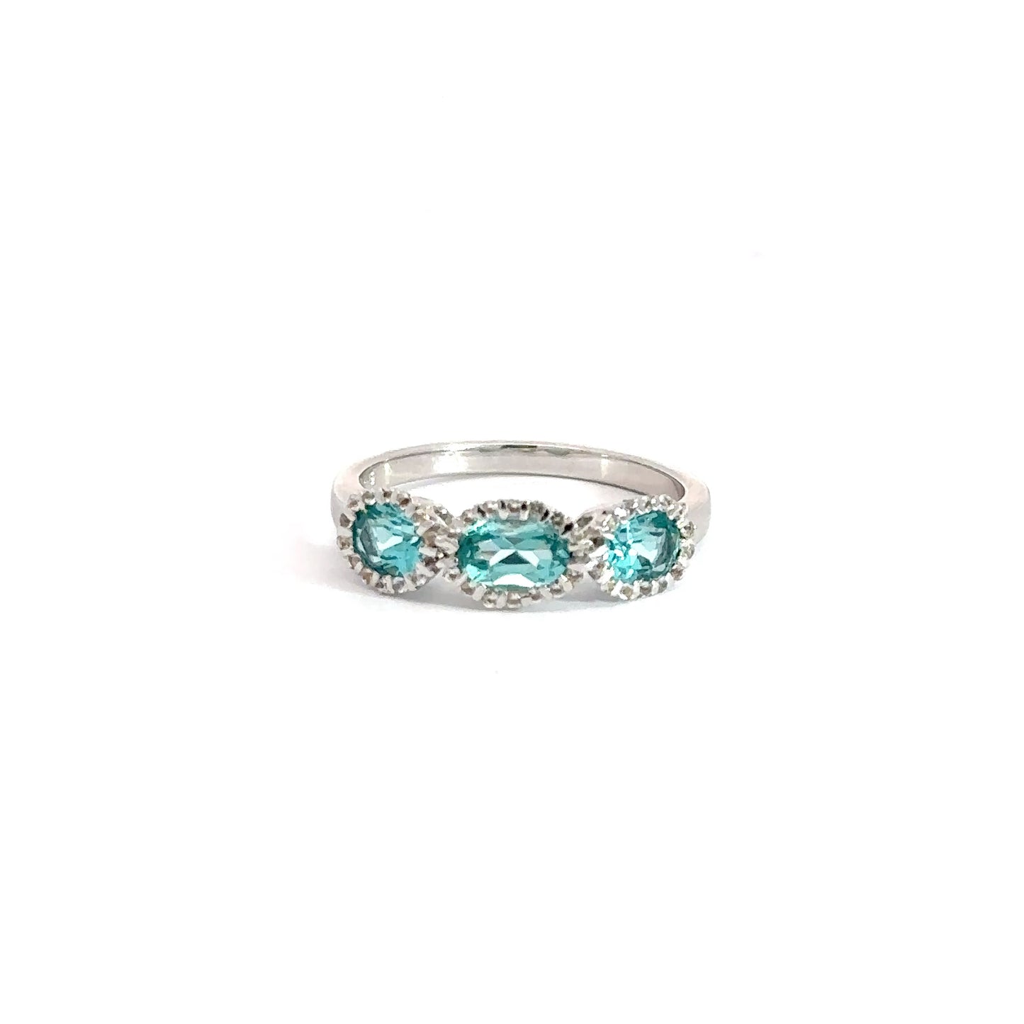 Sterling Silver Green Spinel & White Zirconia Ring