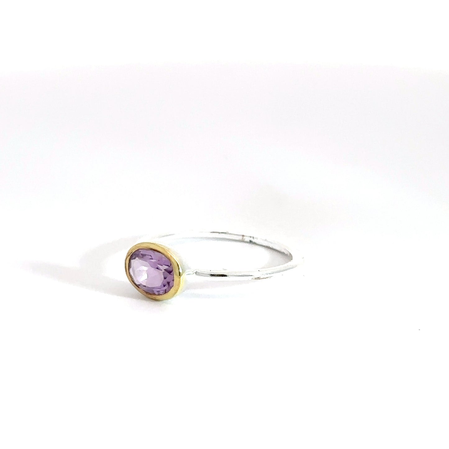 Sterling Silver & Yellow Gold Plated Amethyst Ring