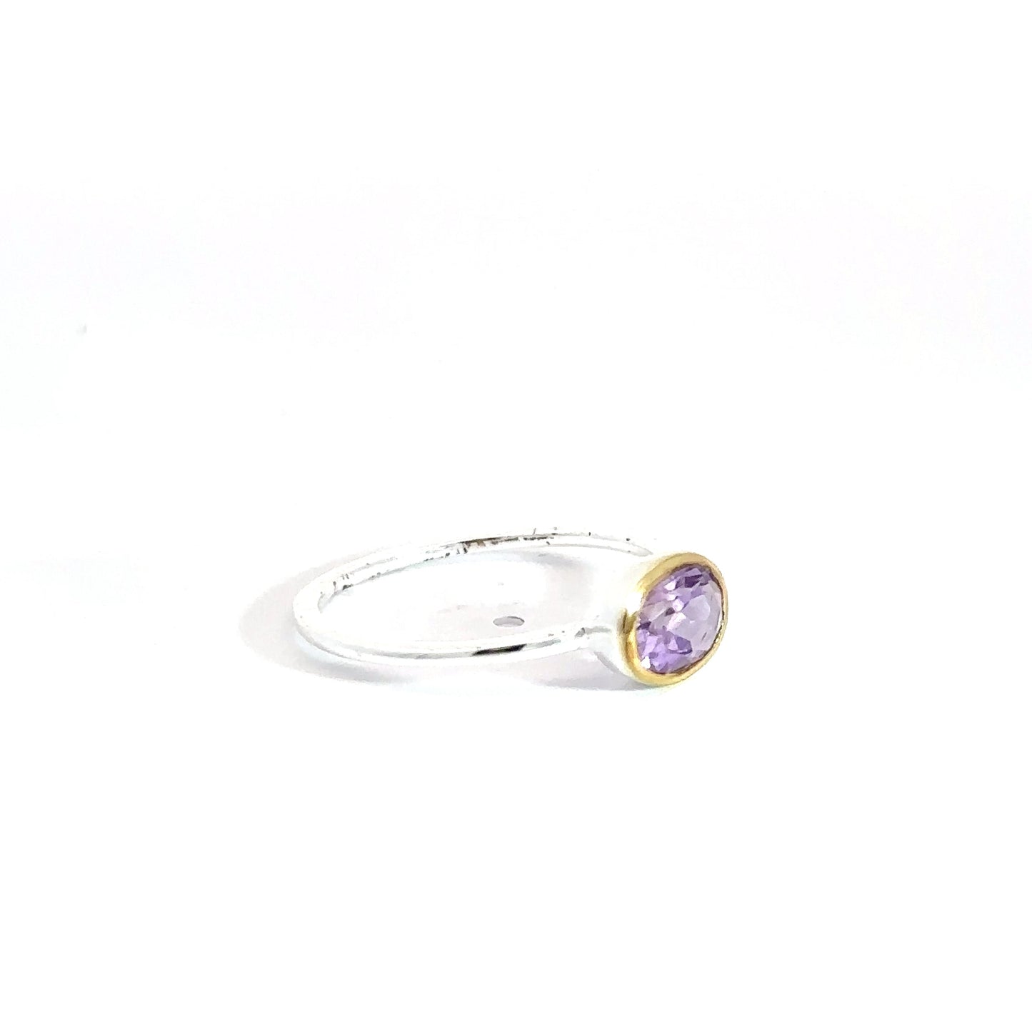 Sterling Silver & Yellow Gold Plated Amethyst Ring