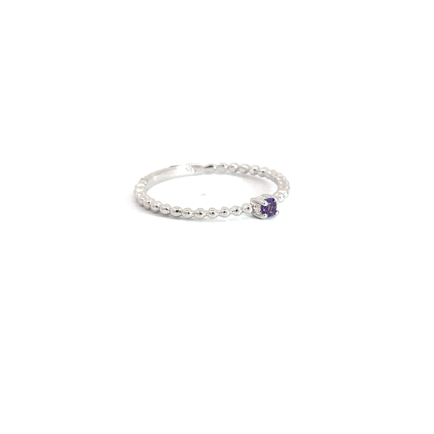 Sterling Silver Amethyst Beaded Ring