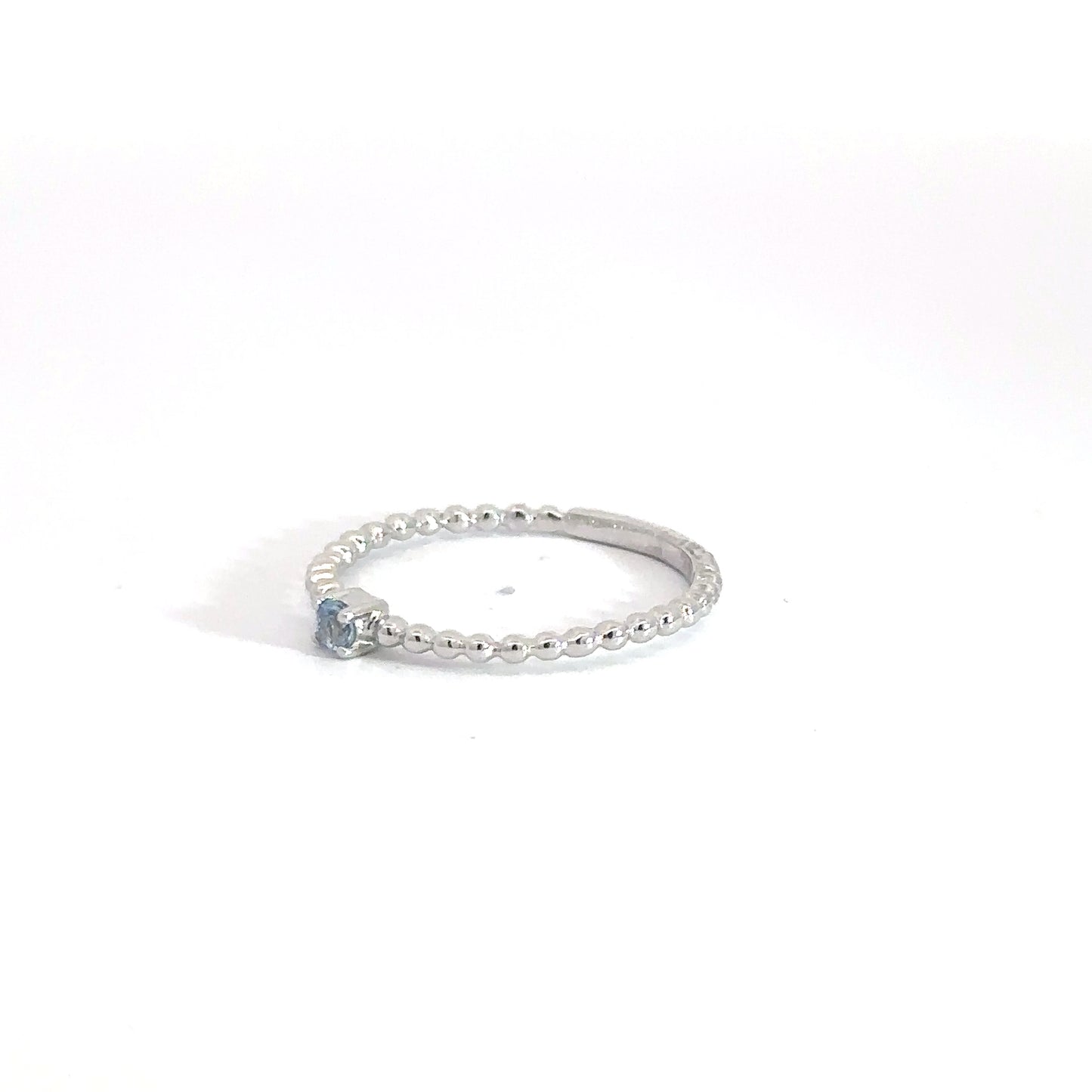 Sterling Silver Aquamarine Beaded Ring