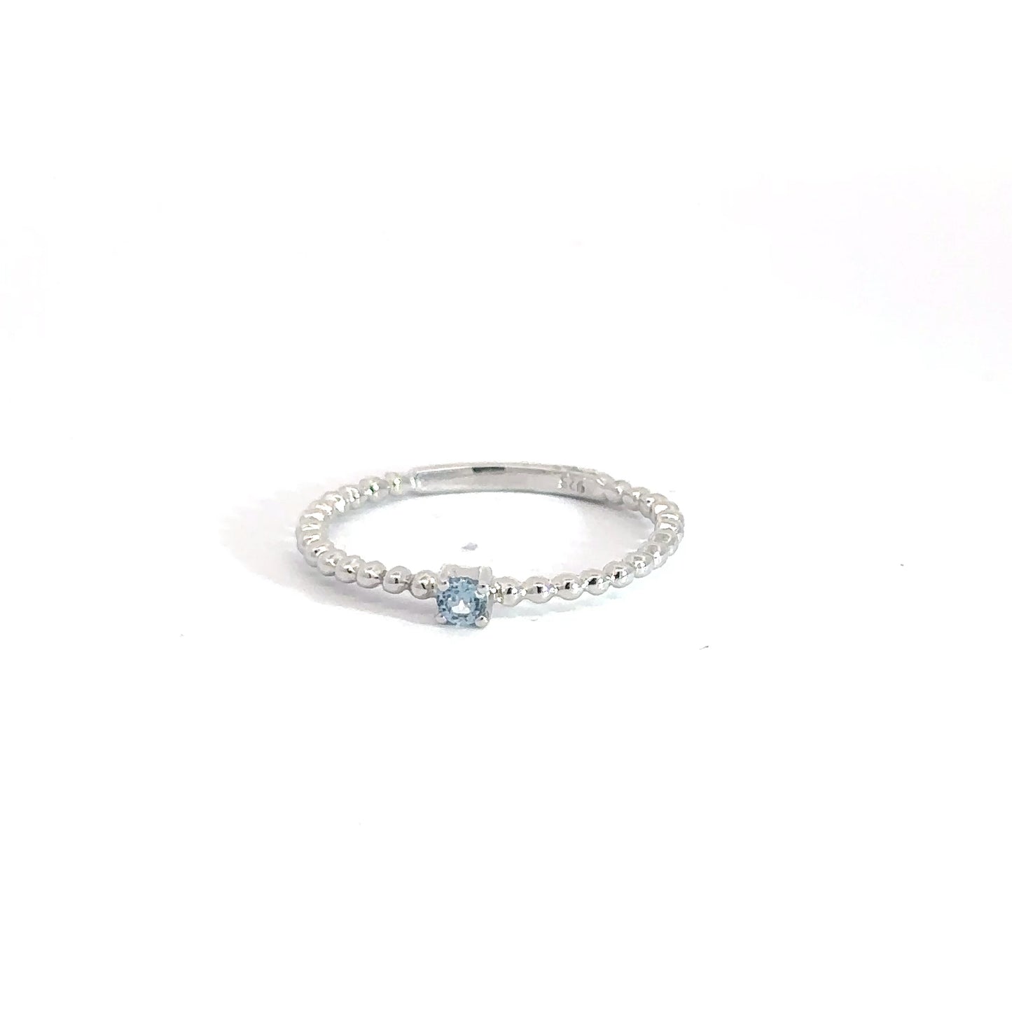 Sterling Silver Aquamarine Beaded Ring