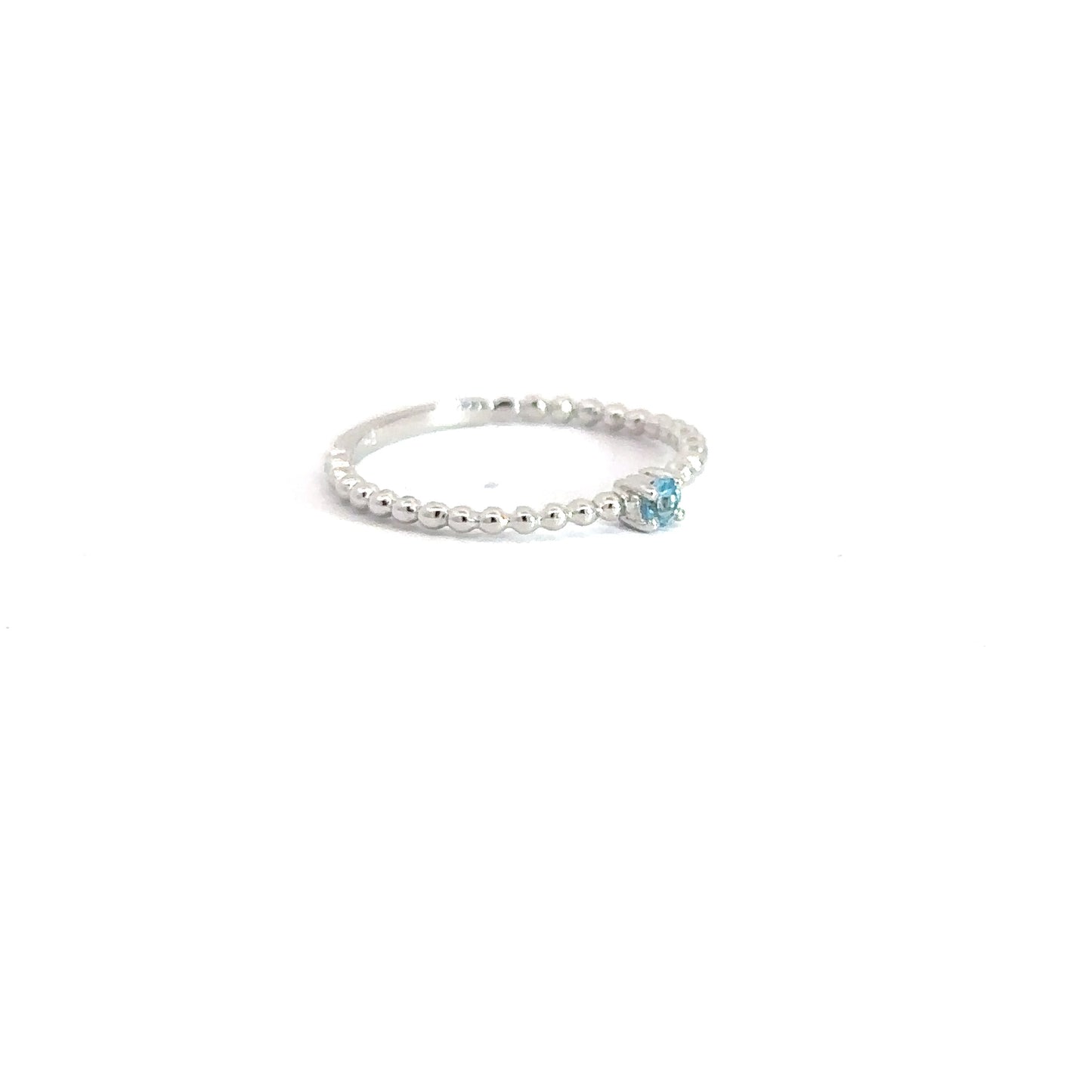 Sterling Silver Blue Topaz & Beaded Ring