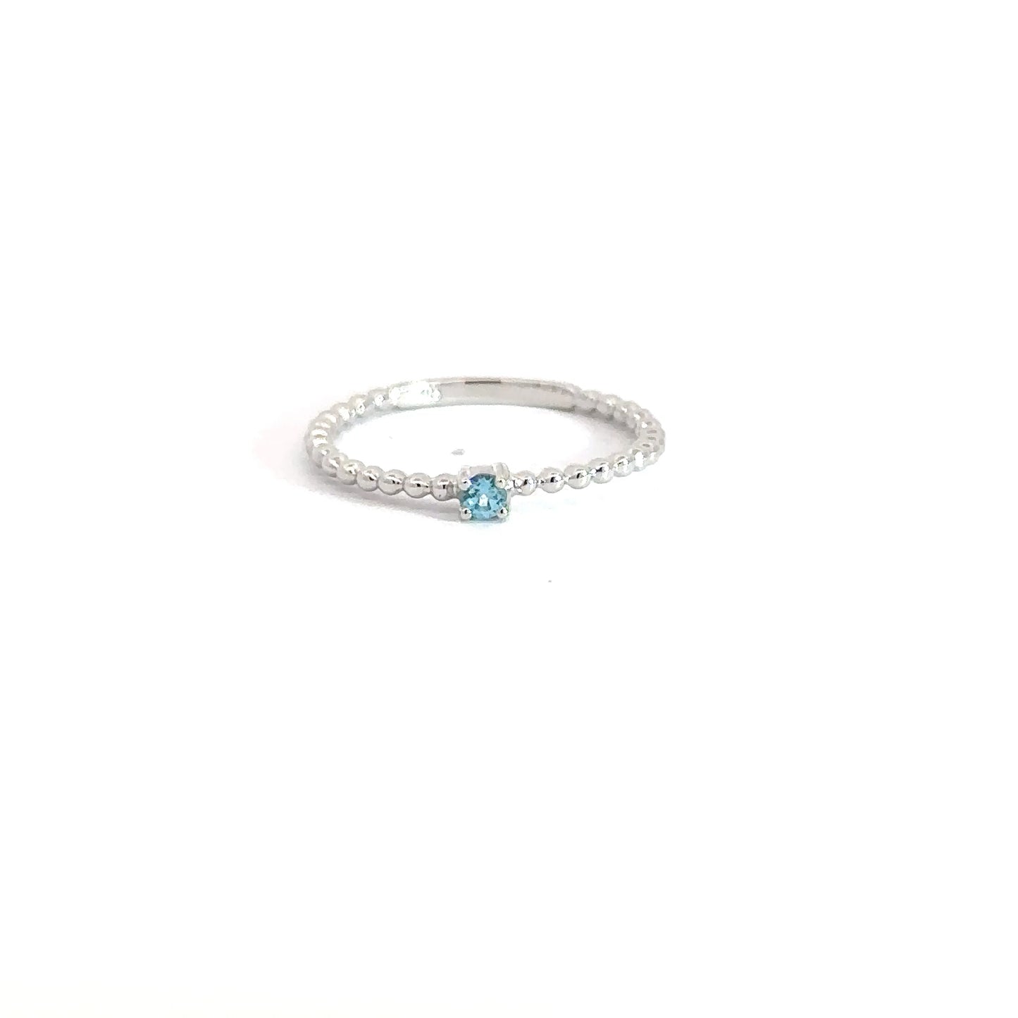 Sterling Silver Blue Topaz & Beaded Ring