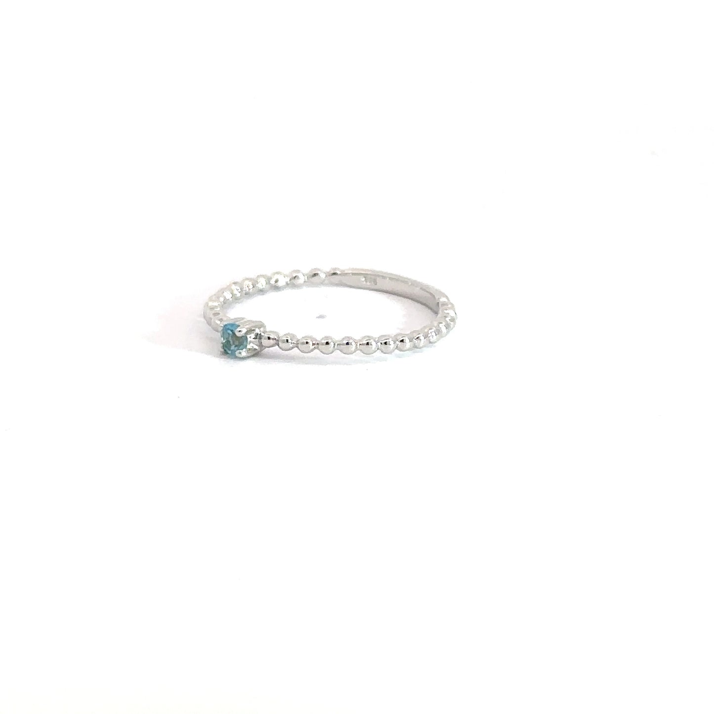 Sterling Silver Blue Topaz & Beaded Ring