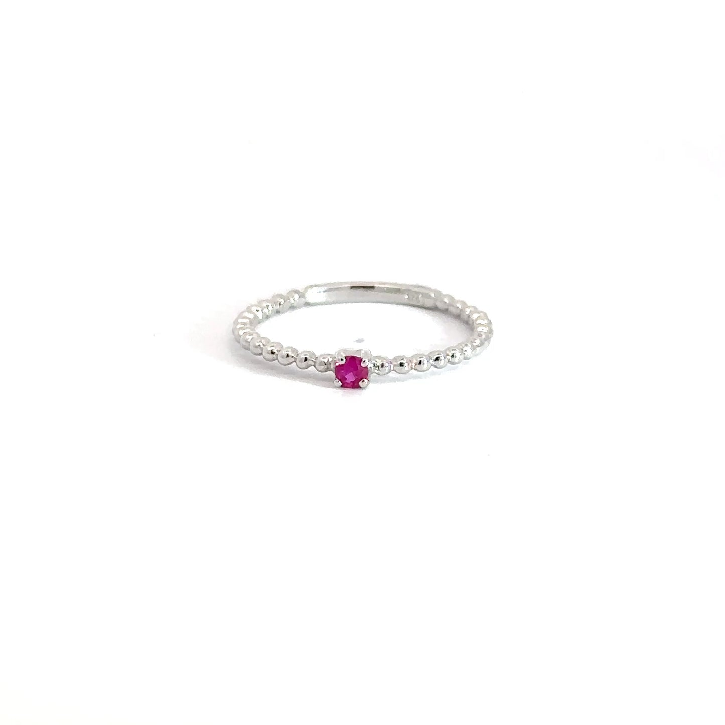 Sterling Silver Ruby Beaded Ring