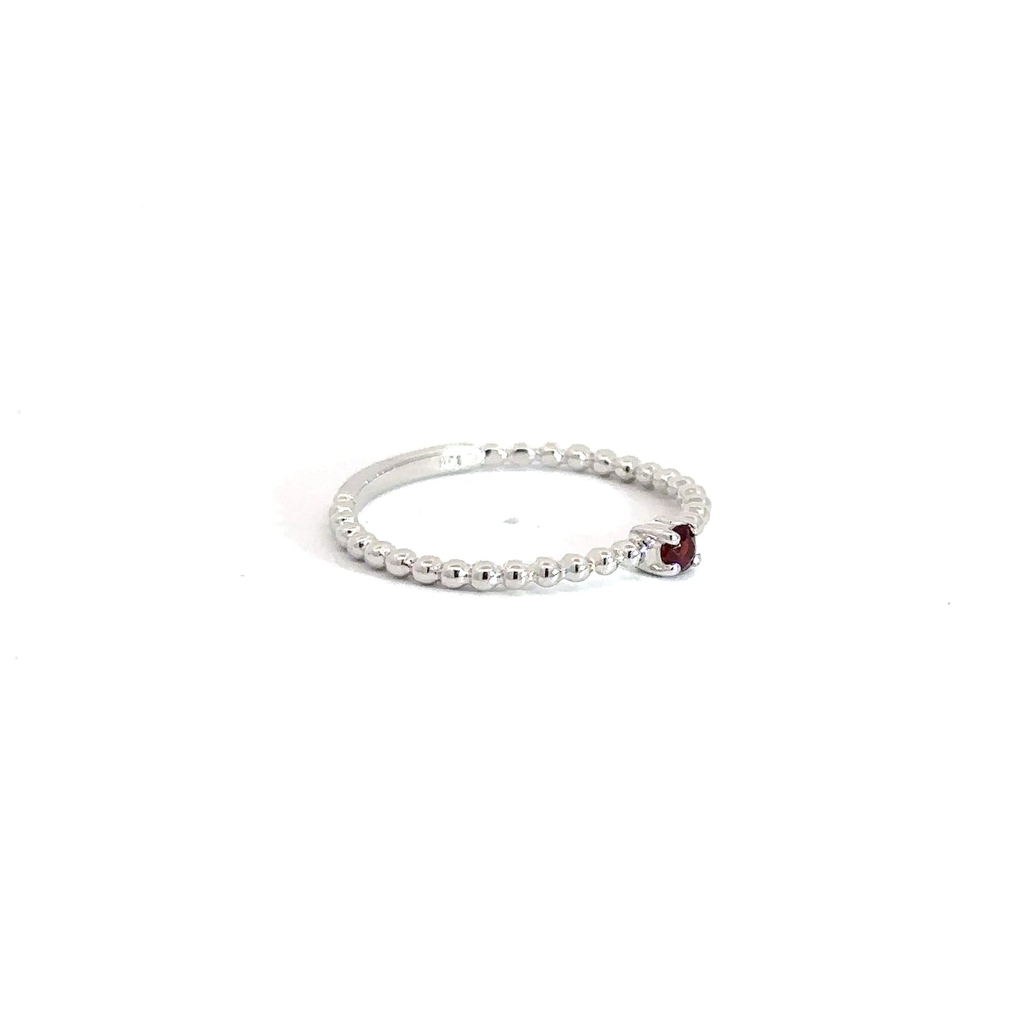 Sterling Silver Garnet Beaded Ring