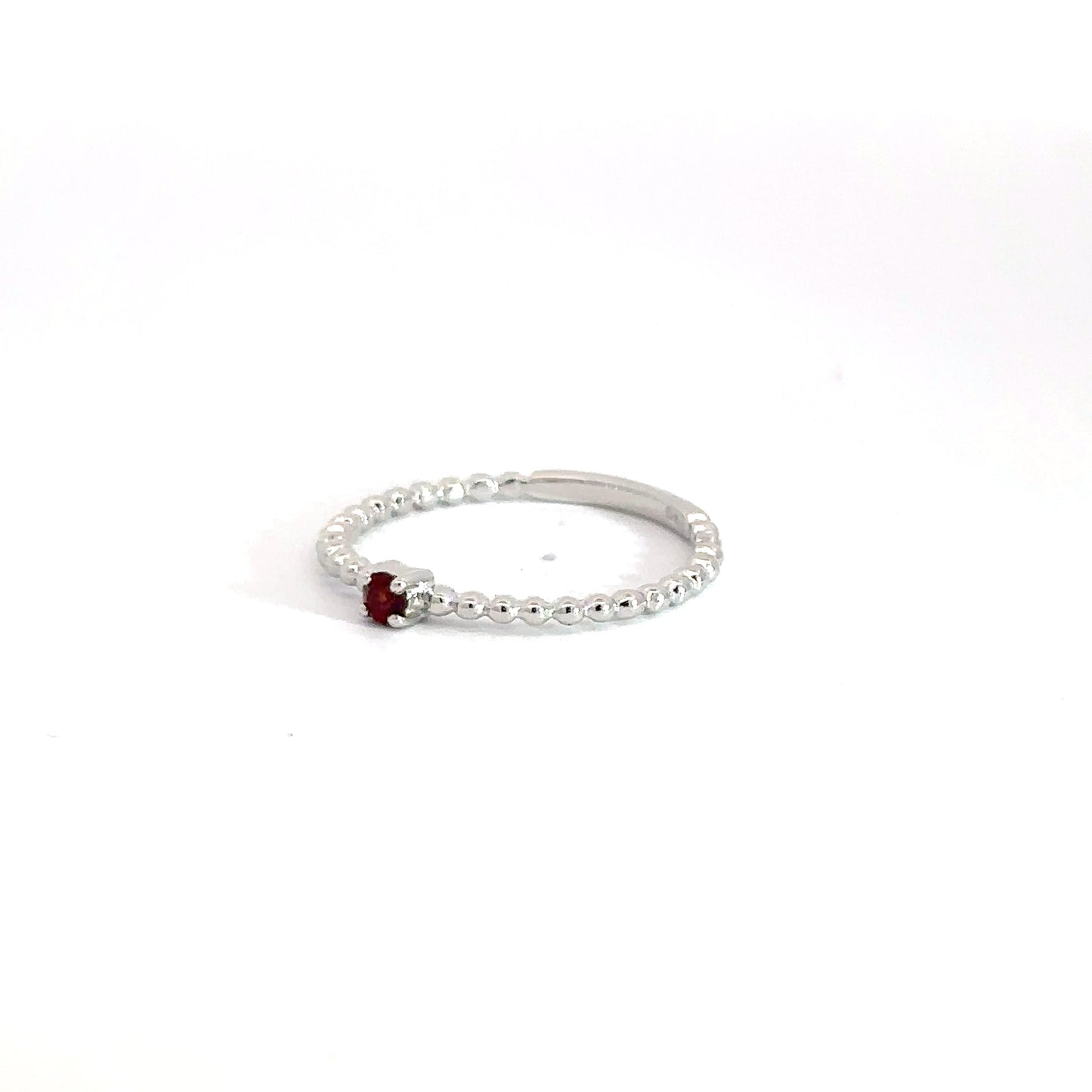 Sterling Silver Garnet Beaded Ring