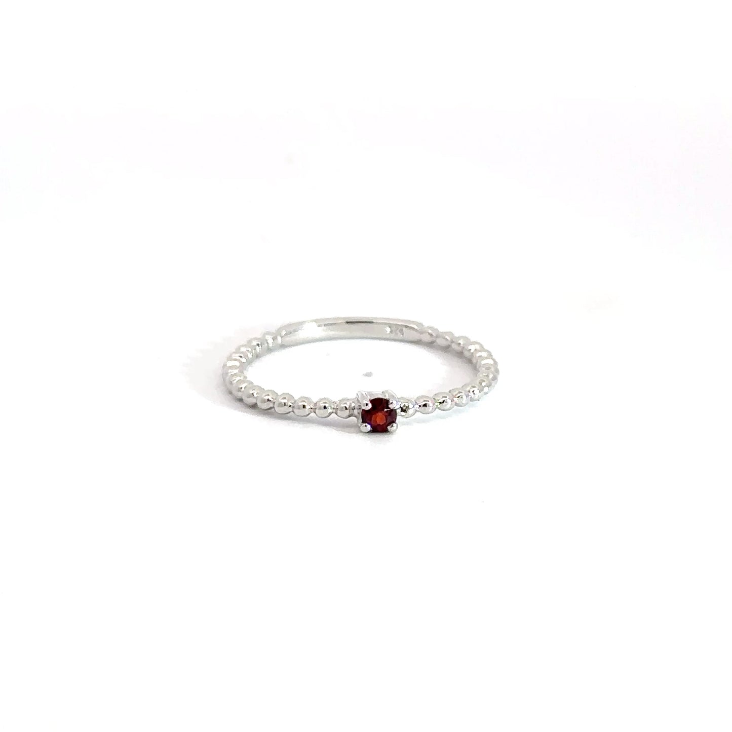 Sterling Silver Garnet Beaded Ring