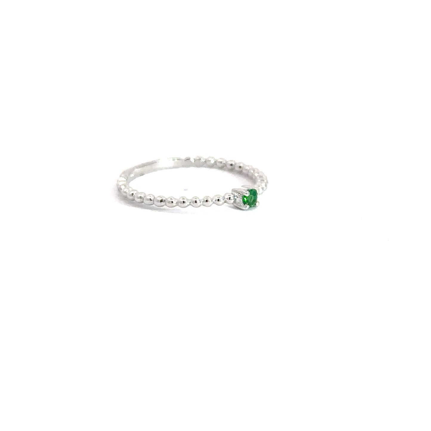 Sterling Silver Emerald Beaded Ring