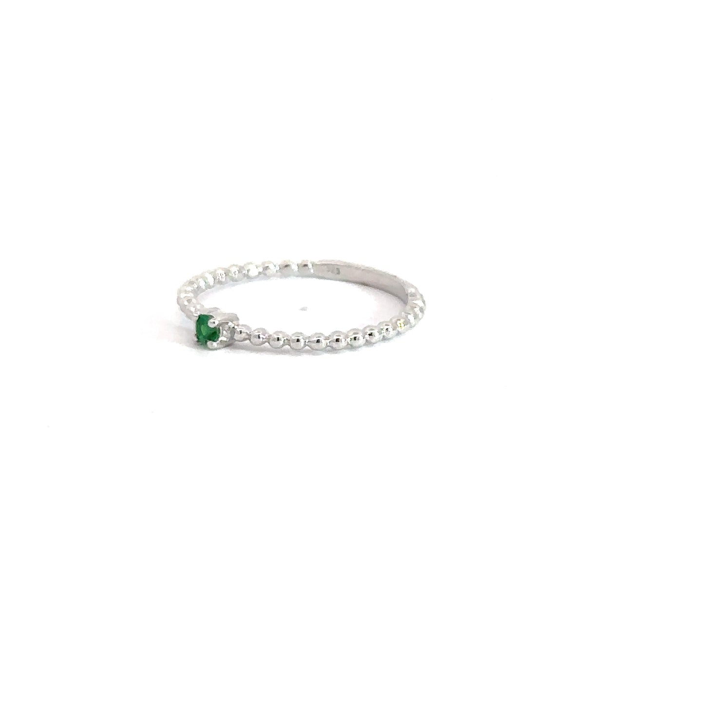 Sterling Silver Emerald Beaded Ring