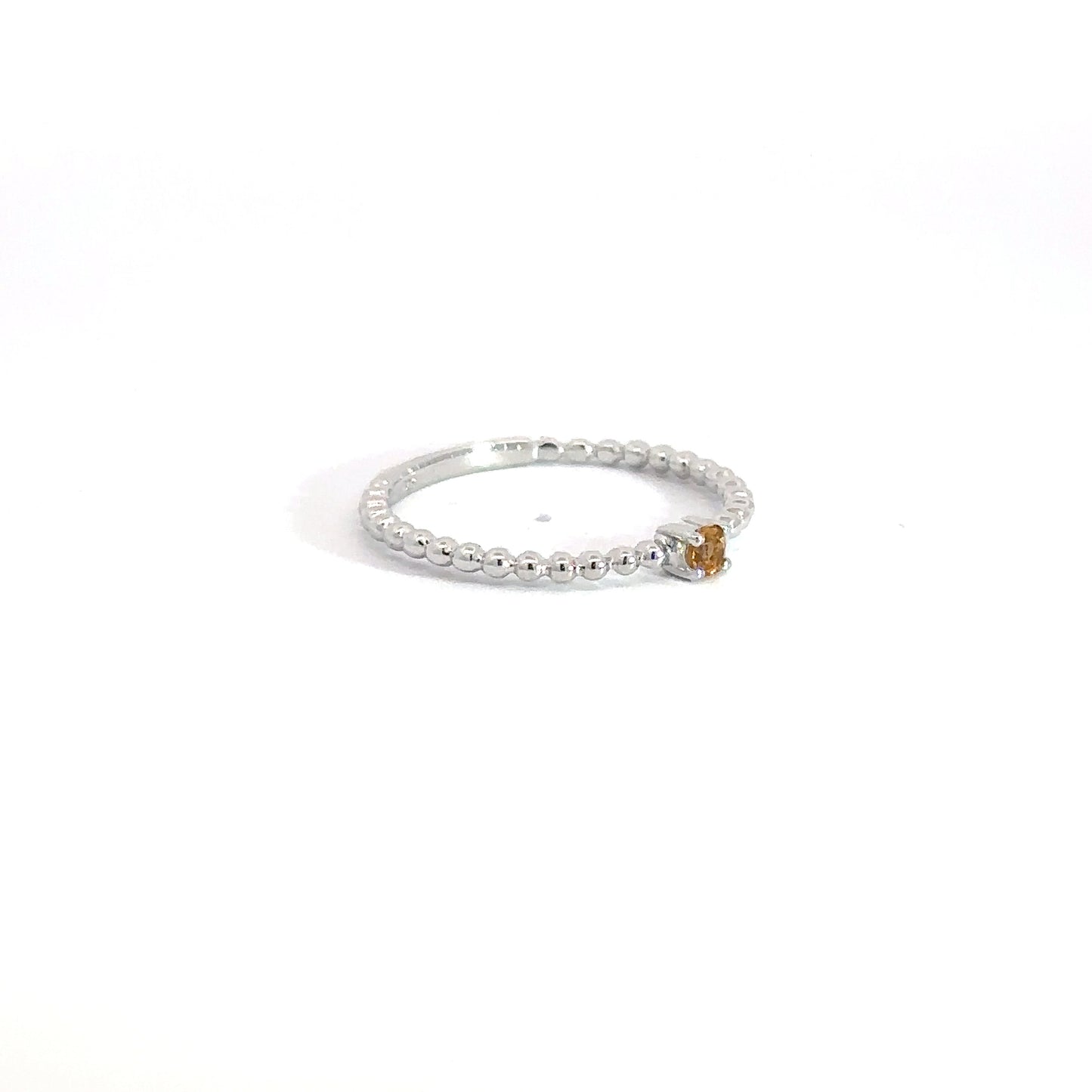 Sterling Silver Citrine Beaded Ring